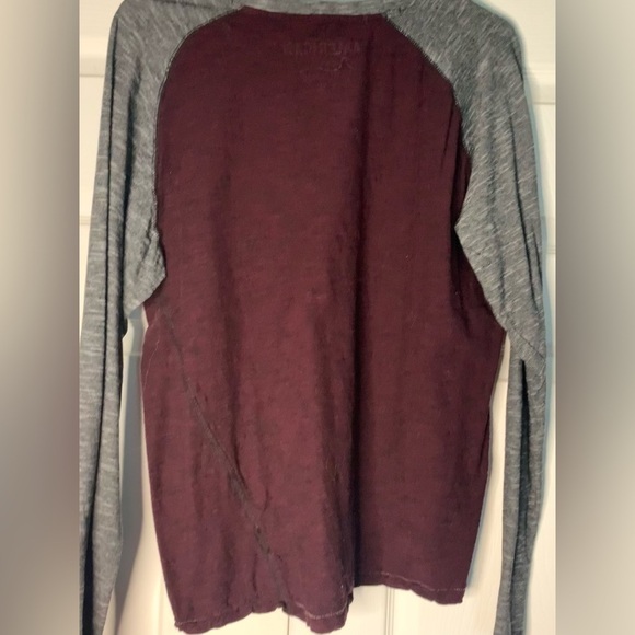 𝅺MEN'S L/S Tee, XL, Maroon & Gray - Picture 3 of 4